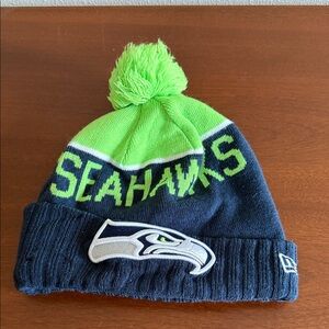 New Era Seahawks Beanie - Neon Green and Navy